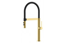 MERELLI TRI3 SINK MIXER & PULL-OUT NOZZLE 1TH BRUSHED BRASS S/S