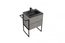 CLEAR CUBE ENZO BASIN FRAME WITH TOWEL RAIL STEEL MATT BLACK 600mm