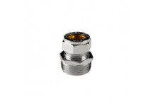 BRASS COMPRESSION STRAIGHT MALE COUPLER CHROME PLATED 15MM X3/4 CXMI