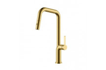 MERELLI DUO2 SINK MIXER & PULL-OUT NOZZLE 1TH BRUSHED BRASS S/S