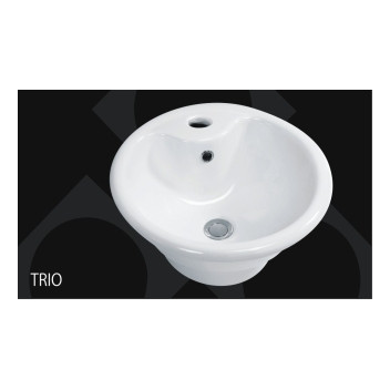 BETTA TRIO 1TH PP ROUND SEMI-DROP IN BASIN WHITE 460MM TR0008A