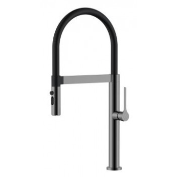 MERELLI TRI3 SINK MIXER & PULL-OUT NOZZLE 1TH GUN METAL S/S