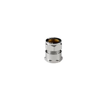BRASS COMPRESSION STRAIGHT FEMALE COUPLER CHROME PLATED CXFI 15mm