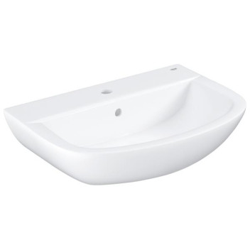 GROHE G-39421000 BAU CERAMIC 1TH W/HUNG BASIN w/ O/FLOW WHIT 609x442mm