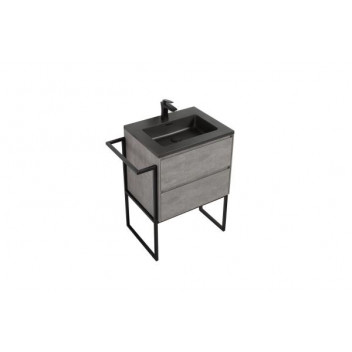 CLEAR CUBE ENZO BASIN FRAME WITH TOWEL RAIL STEEL MATT BLACK 600mm