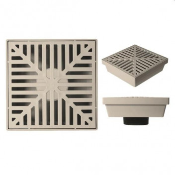 RAINDRAIN LITE 250X250mm PP GRATE & HOUSING L/D - SANDSTONE 097756